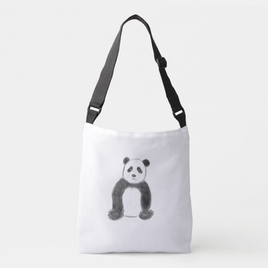 Schattige zwart-witte pandatekening crossbody tas (Voorkant)