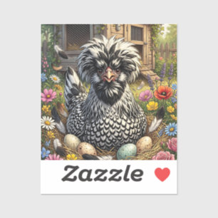 Schattige zwart-witte Poolse kip Sticker