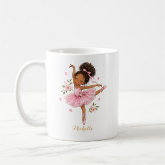 Schattige Zwarte Ballerina Gepersonaliseerde Naam Koffiemok