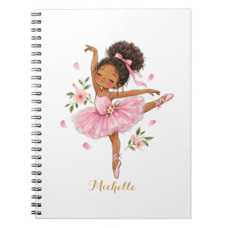 Schattige Zwarte Ballerina Gepersonaliseerde Naam Notitieboek