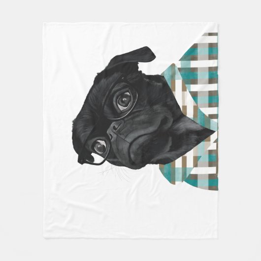 Schattige zwarte beker met bril en Shirt Fleece Deken (Voorkant)