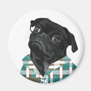 Schattige zwarte beker met bril en Shirt Magneet