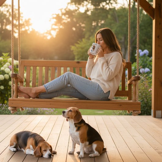 Schattige zwarte en bruine Beagle liefde Koffiemok