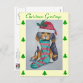 schattige zwarte en bruine pupil gekleed voor kers feestdagenkaart (Voorkant / Achterkant)