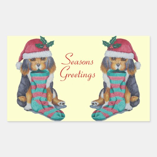 schattige zwarte en bruine pupil gekleed voor kers rechthoekige sticker (Voorkant)