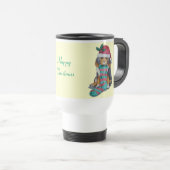 schattige zwarte en bruine pupil gekleed voor kers reisbeker (Voorkant rechts)