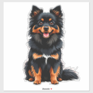Schattige zwarte en lichtbruine Pomeranian pup Sticker