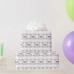 Schattige Zwarte en Witte Schedels Halloween Cadeaupapier