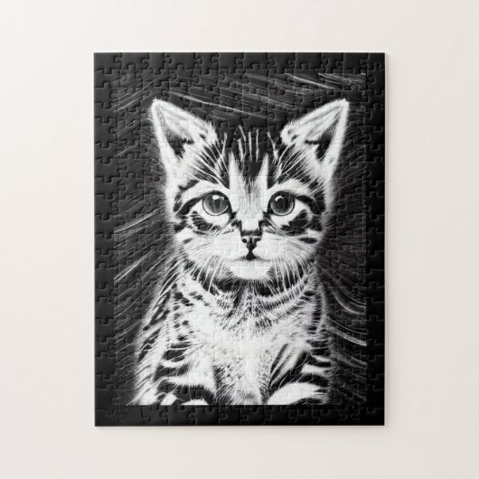 Schattige zwarte en witte strepen legpuzzel (Verticaal)
