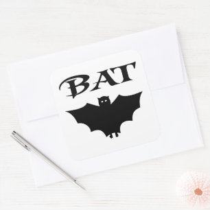 Schattige Zwarte En Witte Vleermuis Halloween Vierkante Sticker