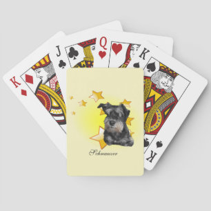 Schattige zwarte en zilveren Schnauzer is een ster Pokerkaarten