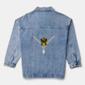 Schattige Zwarte Gele Salamander Kijkt Even Denim Jacket (Achterkant)