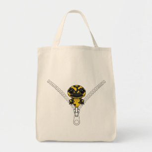 Schattige Zwarte Gele Salamander Kijkt Even Tote Bag