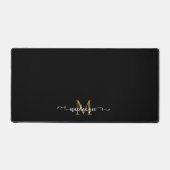 Schattige Zwarte Gouden Script Typografie Monogram Bureaumat (Voorkant)