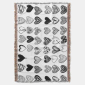Schattige zwarte-hartenkrabbeltekening deken (Voorkant Verticaal)