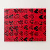 Schattige zwarte-hartenkrabbeltekening legpuzzel (Horizontaal)