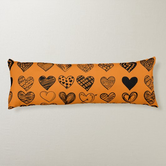 Schattige zwarte-hartenkrabbeltekening lichaamskussen (Achterkant)