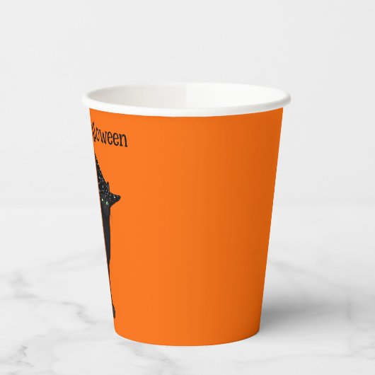 Schattige Zwarte Heksenkat Papieren Bekers (Links)