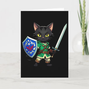 Schattige zwarte kat als retro videogame karakter1 kaart