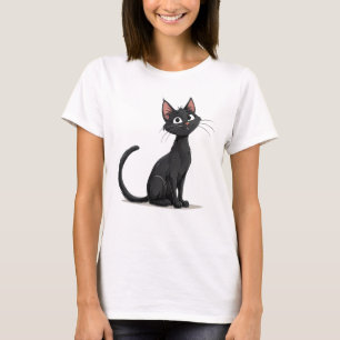 Schattige Zwarte Kat die Vriendschap Uitdrukt T-shirt
