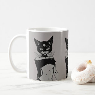 Schattige Zwarte Kat Goth Esthetiek Anime Koffiemok