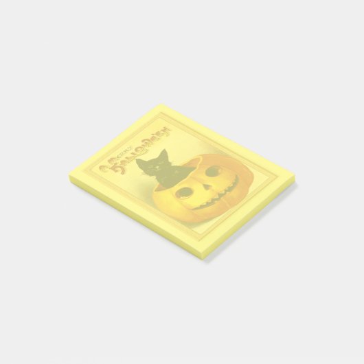 Schattige  zwarte kat Halloween pompoen Post-it® Notes (Schuin)