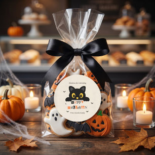 Schattige Zwarte Kat Halloween Ronde Sticker