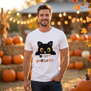 Schattige Zwarte Kat Halloween T-shirt