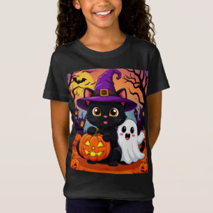 Schattige Zwarte Kat Heks En Geest Halloween 🎃 T-shirt