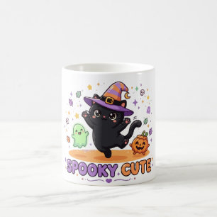 Schattige Zwarte Kat Heks Halloween Koffiemok