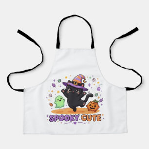 Schattige Zwarte Kat Heks Halloween Schort