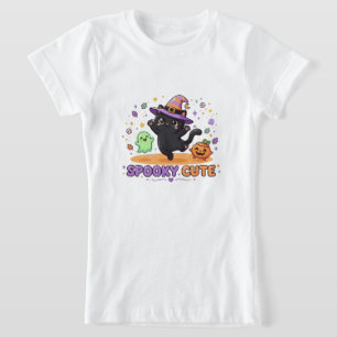 Schattige Zwarte Kat Heks Halloween T-shirt