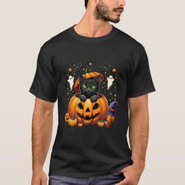 Schattige zwarte kat in pompoen - Spooky seizoen! T-shirt