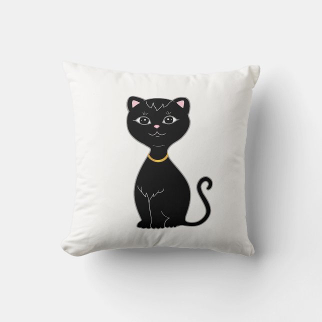 Schattige zwarte kat kussen (Voorkant)