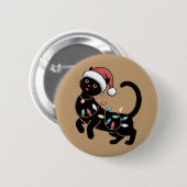 Schattige Zwarte Kat Liefhebber Kerst Moeder Cadea Ronde Button 5,7 Cm (Voorkant /achterkant)