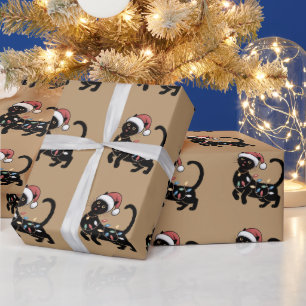 Schattige Zwarte Kat Liefhebber Kerstmis Moeder Ca Cadeaupapier