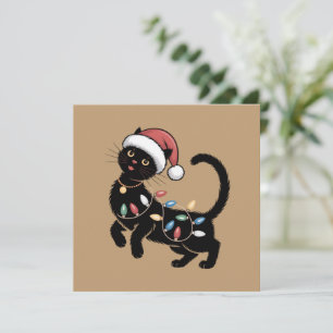 Schattige Zwarte Kat Liefhebber Kerstmis Moeder Ca Feestdagenkaart