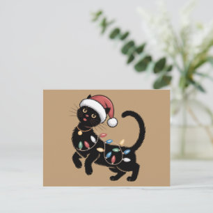 Schattige Zwarte Kat Liefhebber Kerstmis Moeder Ca Feestdagenkaart