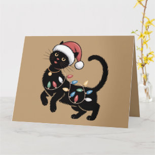Schattige Zwarte Kat Liefhebber Kerstmis Moeder Ca Kaart