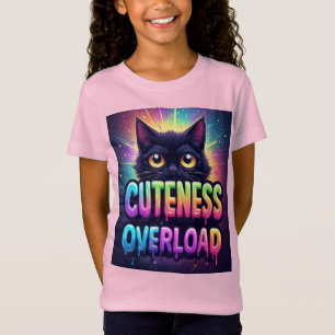 Schattige Zwarte Kat Met Grote Gele Ogen T-shirt