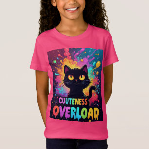 Schattige Zwarte Kat Met Grote Gele Ogen T-shirt