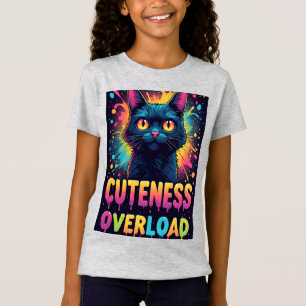 Schattige Zwarte Kat Met Grote Gele Ogen T-shirt