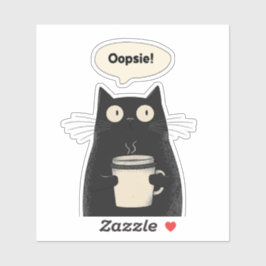 Schattige zwarte kat minimalistische koffie opsie  sticker