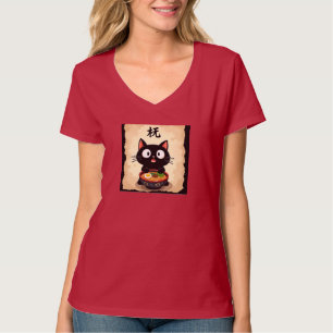 Schattige Zwarte Kat Ramen – Kawaii Japanse Noedel T-shirt