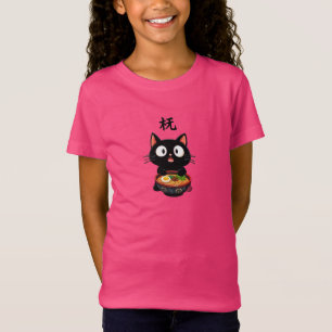 Schattige Zwarte Kat Ramen – Kawaii Japanse Noedel T-shirt