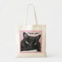 Schattige Zwarte Kat Roze Deken Foto Ik Hou van Ka Tote Bag