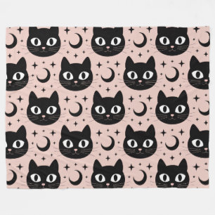 Schattige Zwarte Katten & Hemelse Halloween Fleece Deken