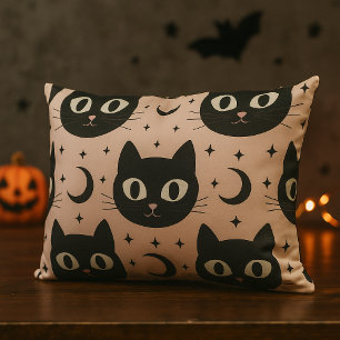 Schattige Zwarte Katten & Hemelse Halloween Kussen