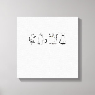 Schattige Zwarte Katten in Geest Kostuum Vrouwen e Canvas Afdruk