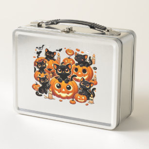 Schattige Zwarte Katten in Pompoenen Halloween Nac